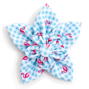 Aqua/White Gingham Flamingos Flower