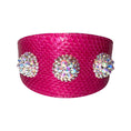 Load image into Gallery viewer, Fuchsia Snake Wide Style Collar With 3 Custom Swarovski Crystal Rivets
