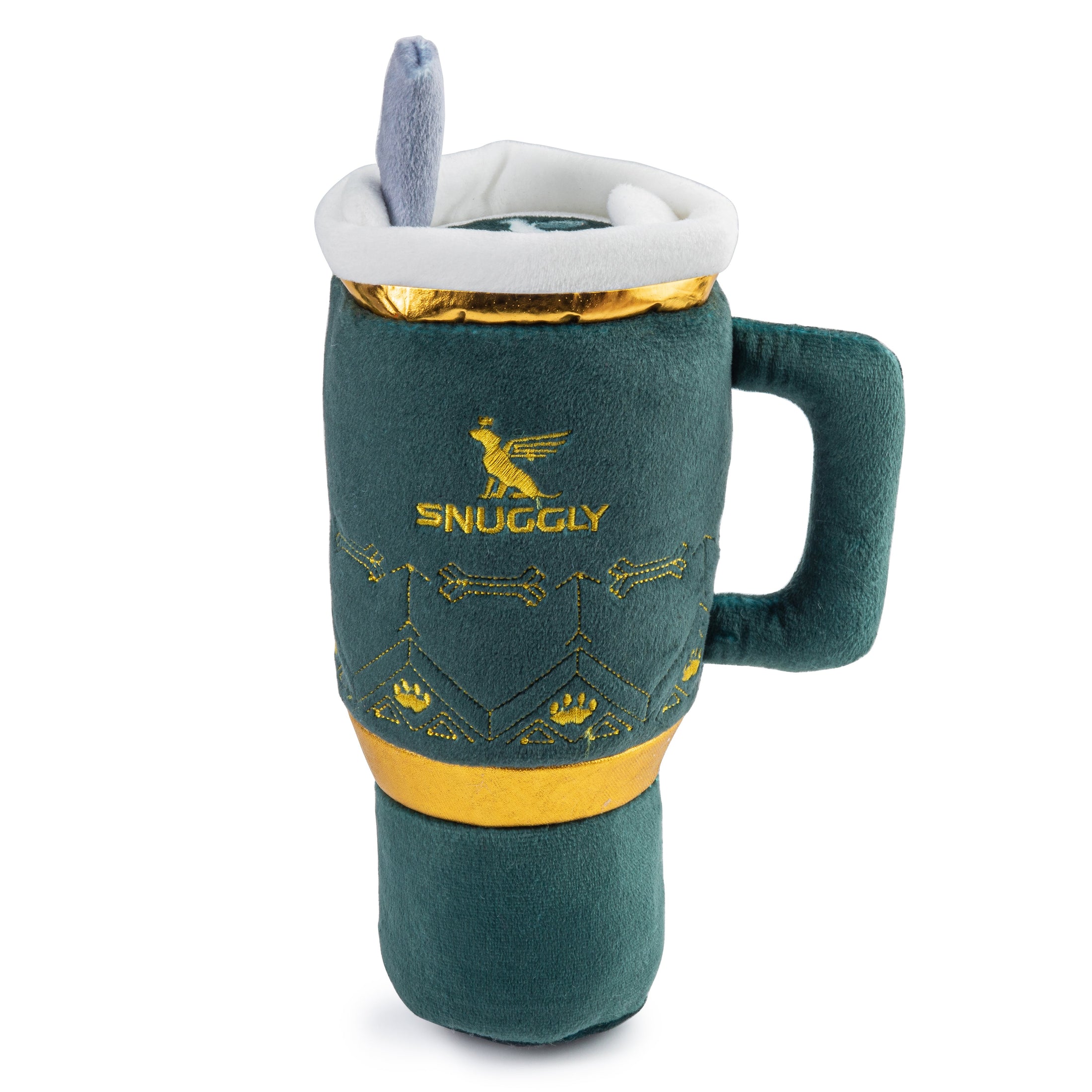 Snuggly Cup Holiday Green & Green Stars Bone | Christmas Dog Toys
