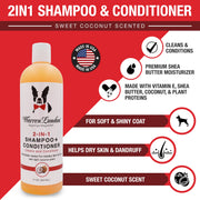 2-in-1 Dog Shampoo + Conditioner - Coconut Scented