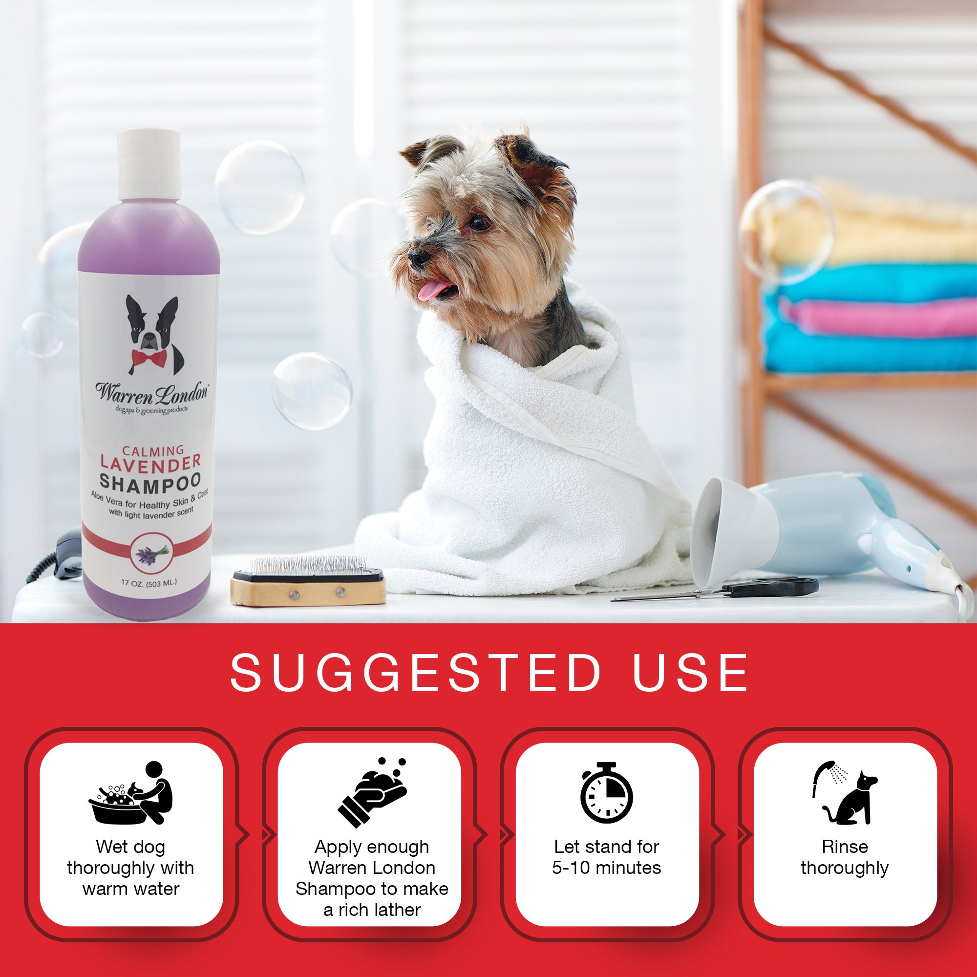 Calming Lavender Dog Shampoo w/Aloe Vera & Essential Oils - Southlake Paws