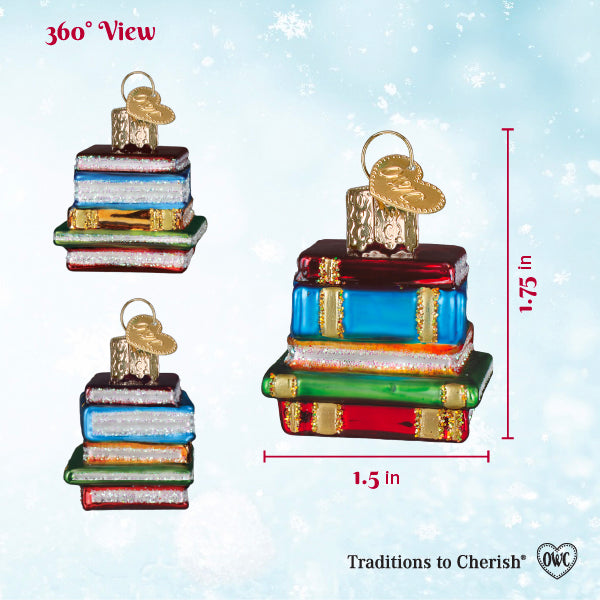 Mini Stack Of Books Ornament - Southlake Paws