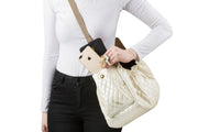Gigi Sling - Ivory Quilted w/ Snake Trim