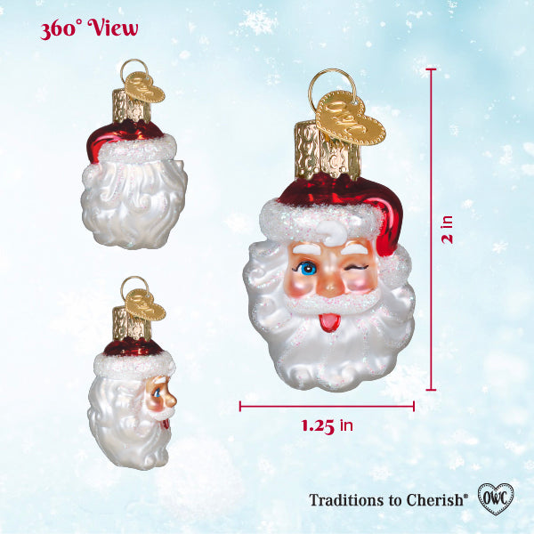 Mini Winking Santa Ornament - Southlake Paws