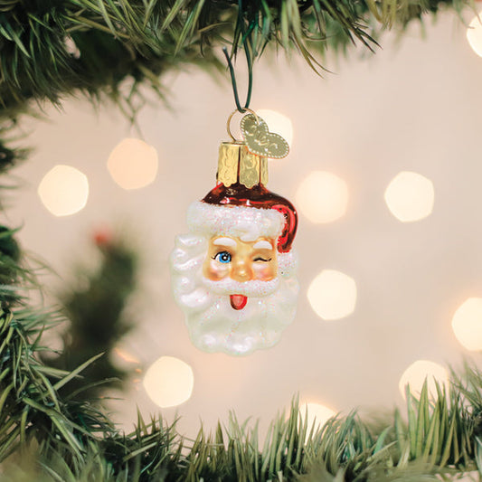 Mini Winking Santa Ornament - Southlake Paws