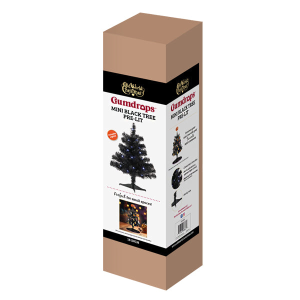 18" Mini Black Tree Pre-lit - Southlake Paws