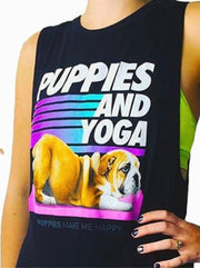Puppies & Yoga OG Sleeveless Top | Custom Dog Tank | Gift for Dog Moms