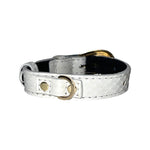 XS/S 7”-14”  Matte White Custom Snake Collar/Custom Gold Oval Italian Hardware