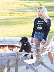 Walking Puppies is My Cardio Leopard Crop Top | Gift for Dog Moms