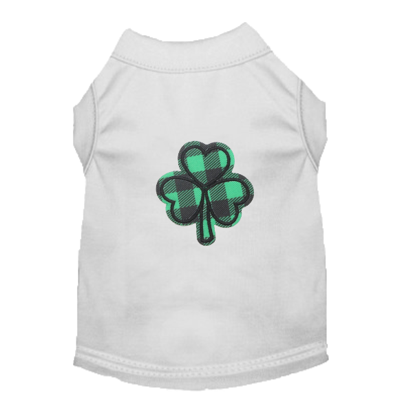 🍀 Buffalo Plaid Clover Dog Tee