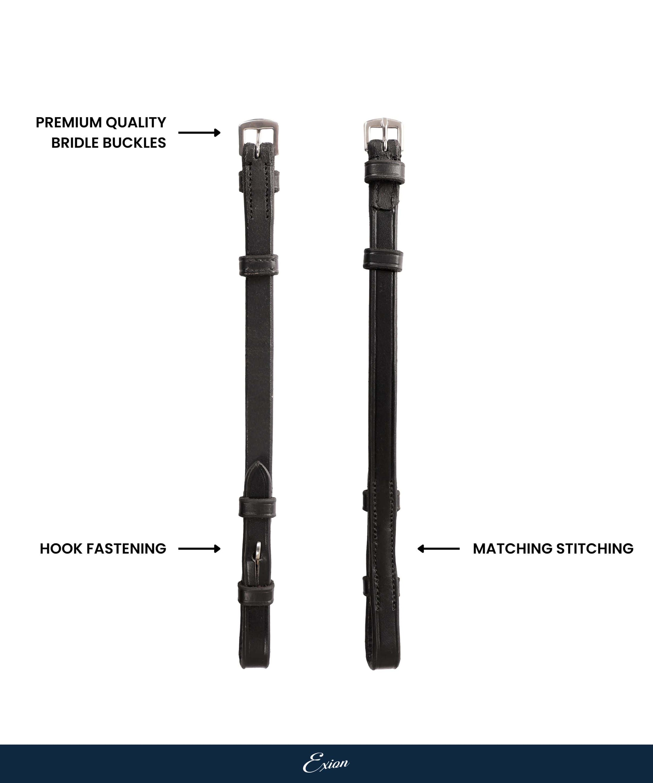ExionPro Bridle Cheek Pieces With Hook Fastening - Matching Stitching - Southlake Paws