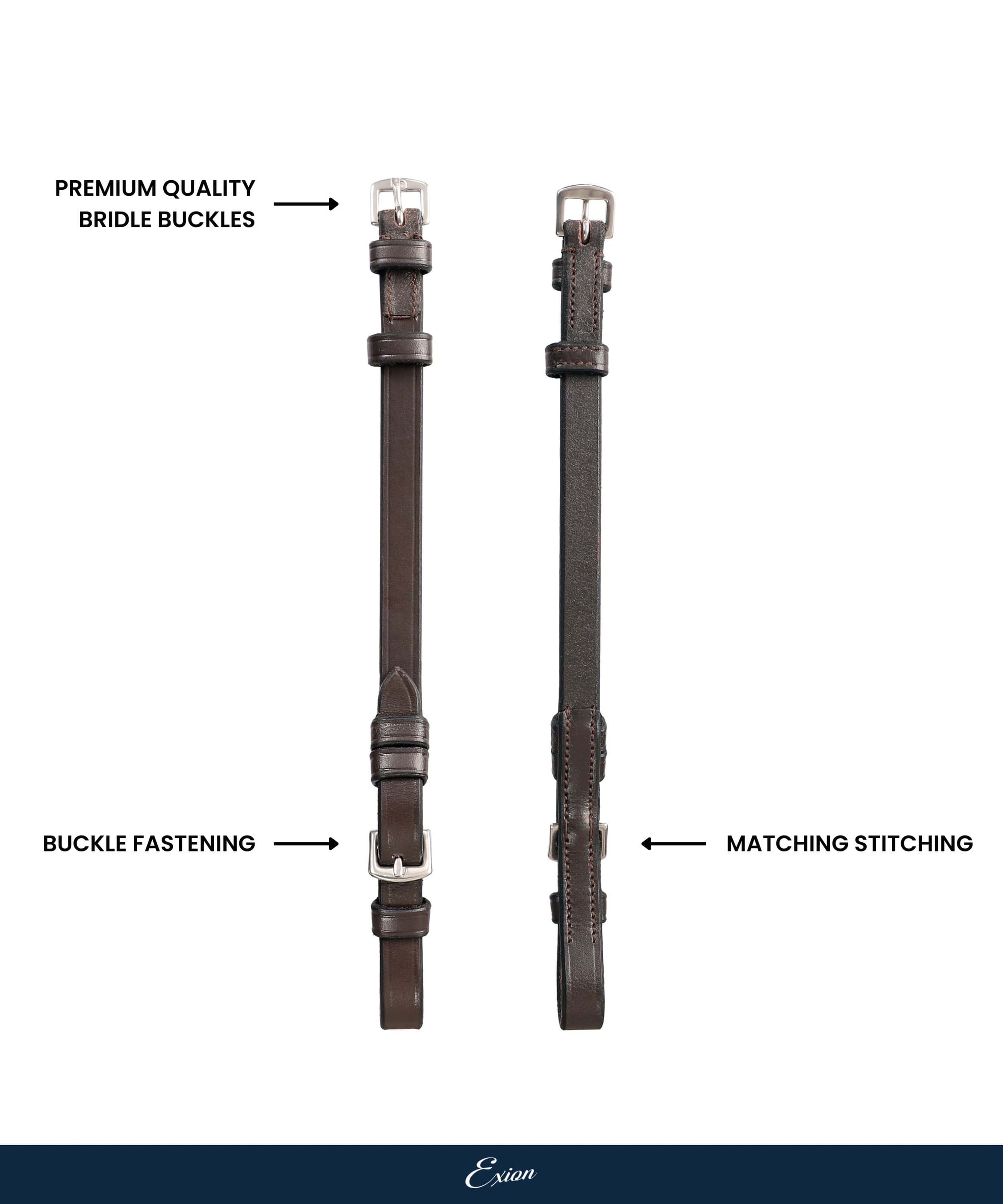 ExionPro Bridle Cheek Pieces With Buckle Fastening - Matching Stitching - Southlake Paws