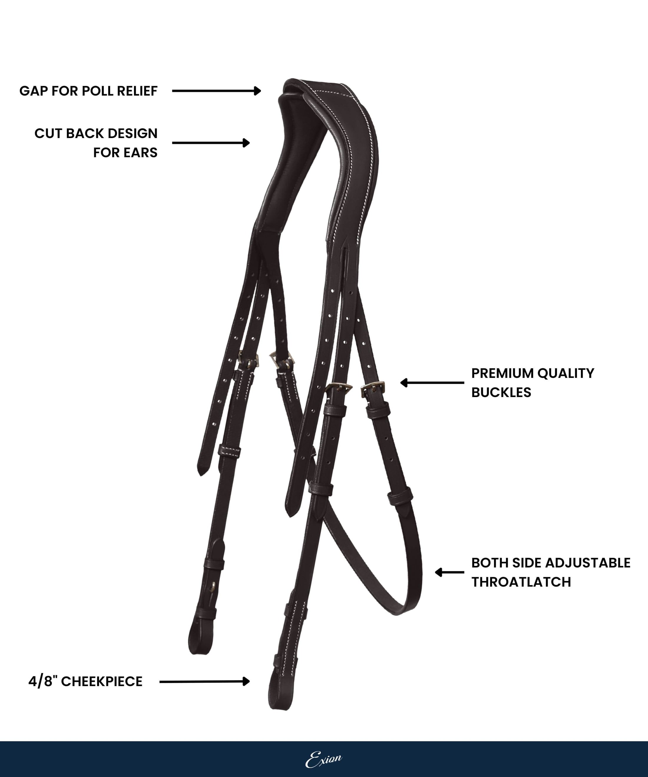 Replacement Crownpiece of ExionPro Anti-Pressure Jumping Raised Padded Fancy Wave Stitched Bridle