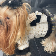 Designer Chanel-Inspired Tweed Dog Dress Coat