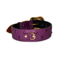 Load image into Gallery viewer, Glamorous Boysenberry, Embossed Studded Italian Leather, Swarovski Crystal Collar
