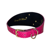 Fuchsia Snake Wide Style Collar With 3 Custom Swarovski Crystal Rivets