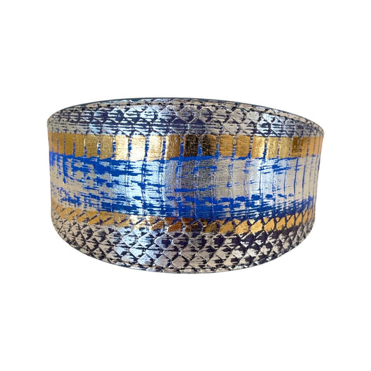 Stunning Multi-Color Blue/Silver/Gold Snake 3 Wide Style Collar