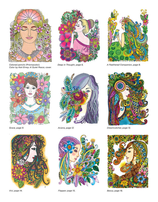 KC Doodle Art Flower Girls Coloring Book