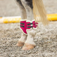 Load image into Gallery viewer, Southlake Paws Raspberry Fizz Open-front Boots in vibrant pink with black straps, designed for horse leg protection.
