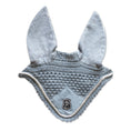 Load image into Gallery viewer, Moonstone Blue Fly Hat by Southlake Paws featuring a crochet design with ear flaps and a logo patch.
