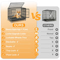 Load image into Gallery viewer, 37" Stackable Heavy Duty Dog Crate by Southlake Paws, featuring a dog inside, open top, and comparison with other crates.
