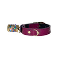 Load image into Gallery viewer, XS 7”-14” Purple Patent Italian Leather Collar/Custom Gold Italian Hardware With Swarovski Crystal Charm
