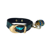 XS 7-14 Multi-Tone Turquoise, Blqck & Purple Custom Snake Collar/Custom Gold Italian Hardware. Swarovski Crystal Charm & Pearl