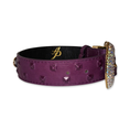 Load image into Gallery viewer, Glamorous Boysenberry, Embossed Studded Italian Leather, Swarovski Crystal Collar
