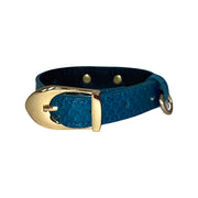 Dark Turquoise XS Snake 7”-14” Collar/Custom Gold Hardware