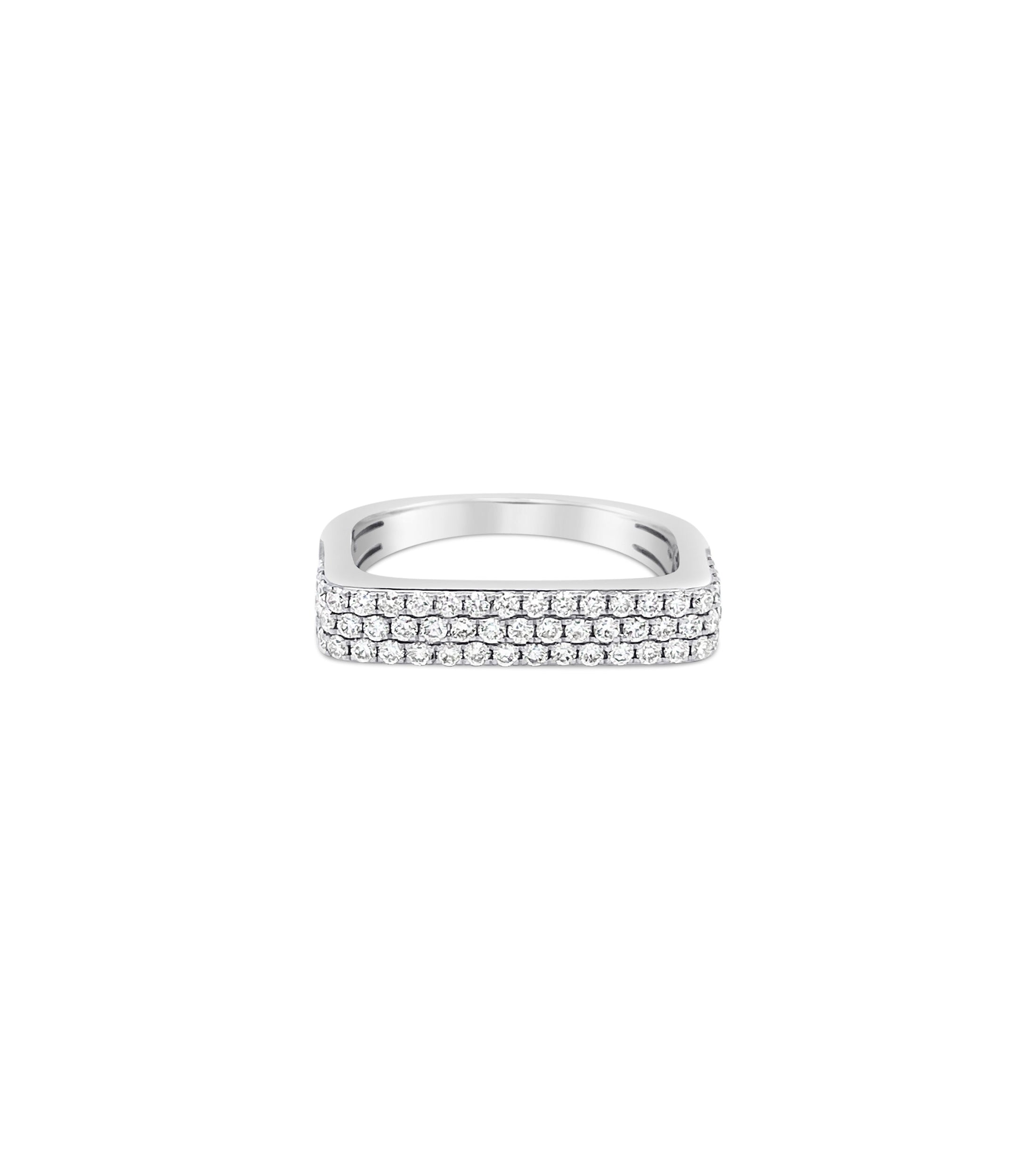 OLIVE & CHAIN Diamond Square Ring - Yellow Gold, 5.5