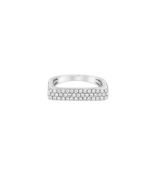 OLIVE & CHAIN Diamond Square Ring - Yellow Gold, 5.5