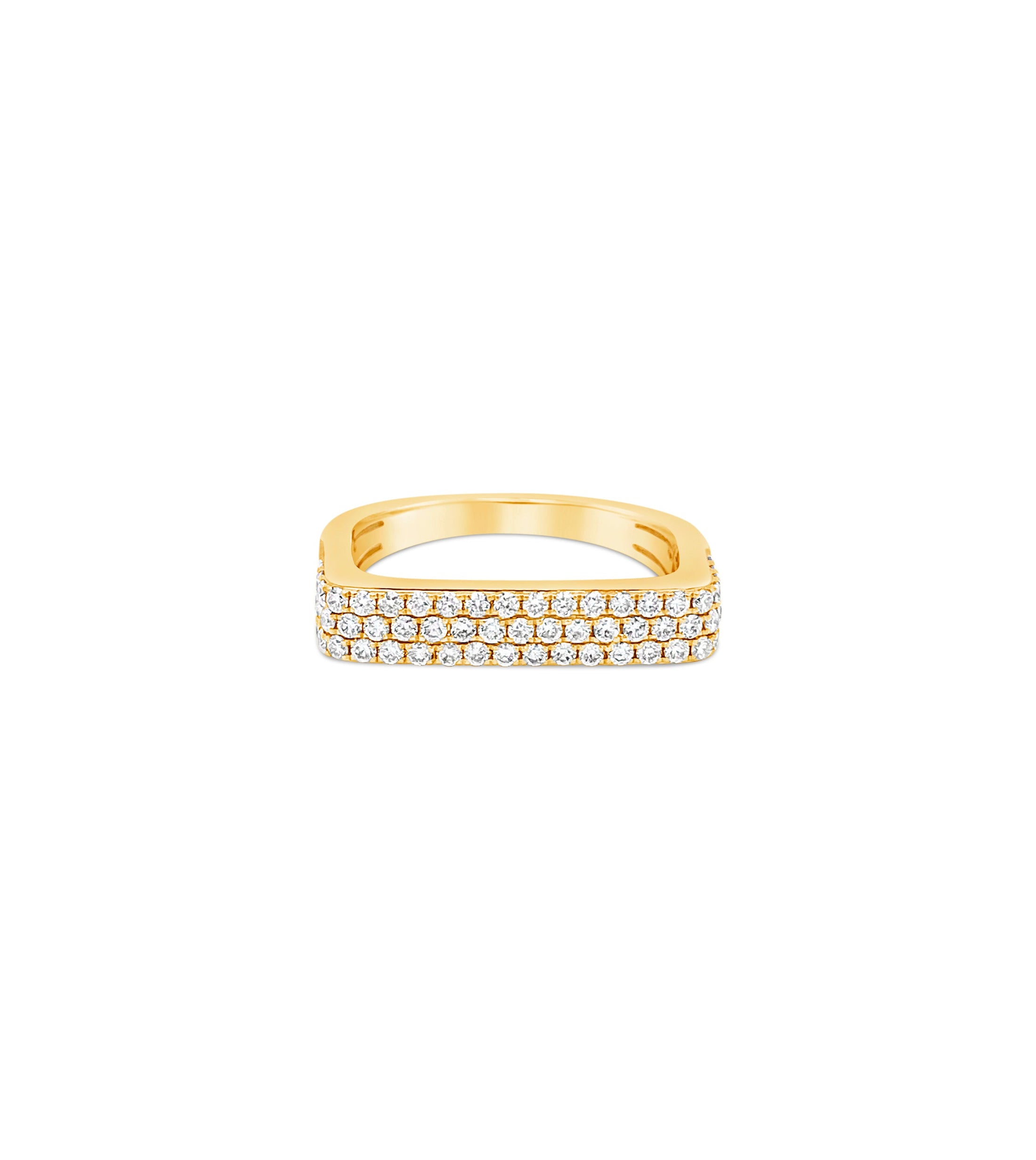 OLIVE & CHAIN Diamond Square Ring - Yellow Gold, 5.0