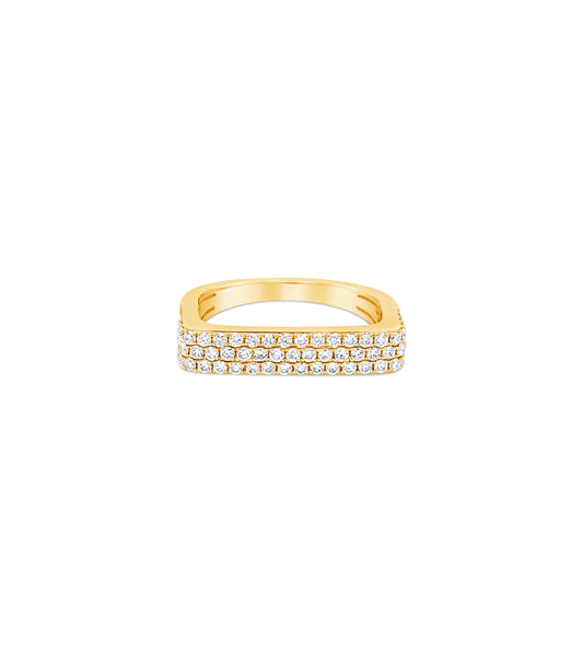 OLIVE & CHAIN Diamond Square Ring - Yellow Gold, 5.0