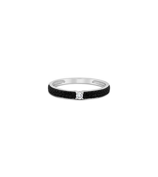 OLIVE & CHAIN Black & White Diamond Ring - Yellow Gold, 6.0