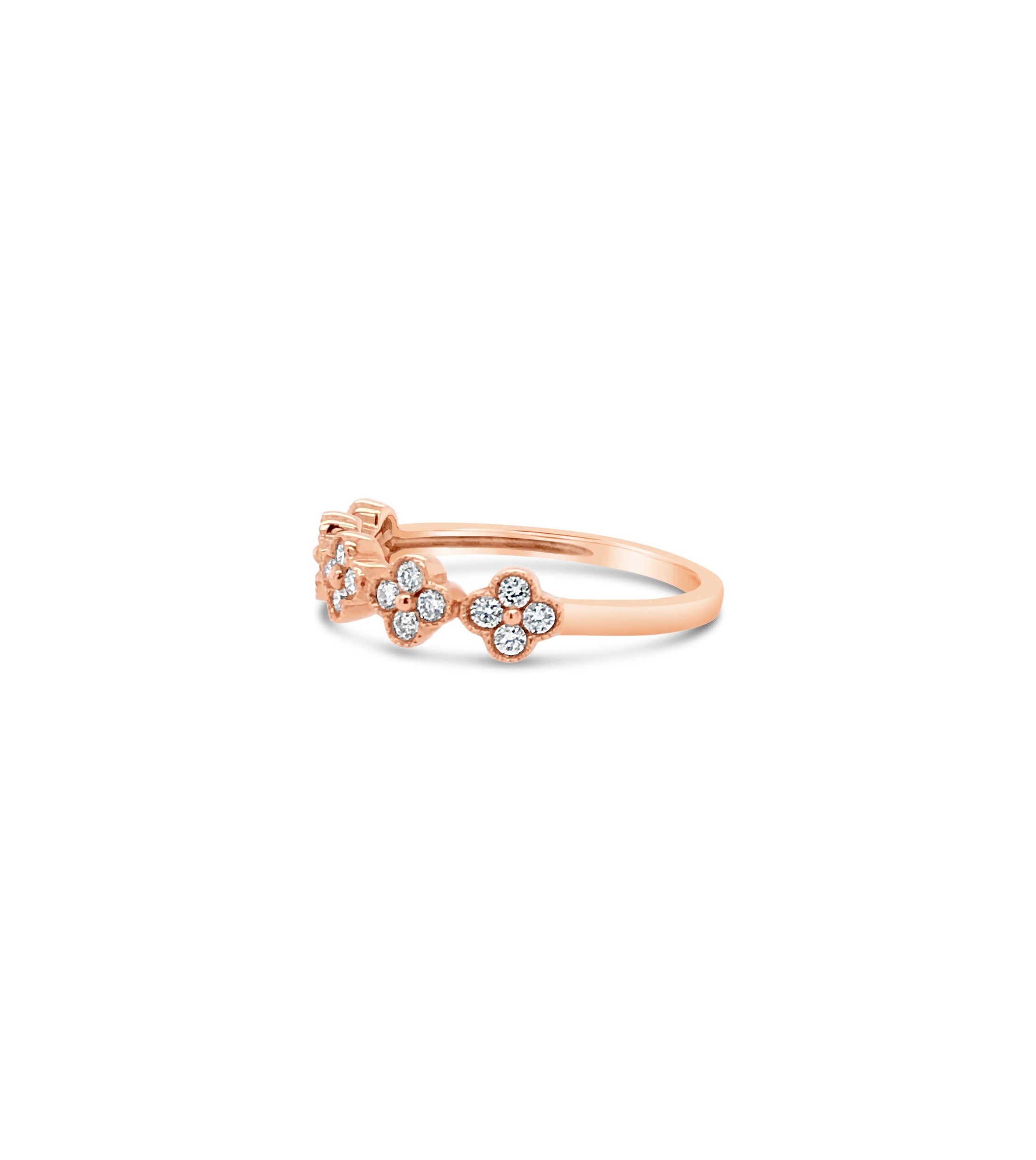 OLIVE & CHAIN Diamond Clover Stackable Band - Yellow Gold, 7.0