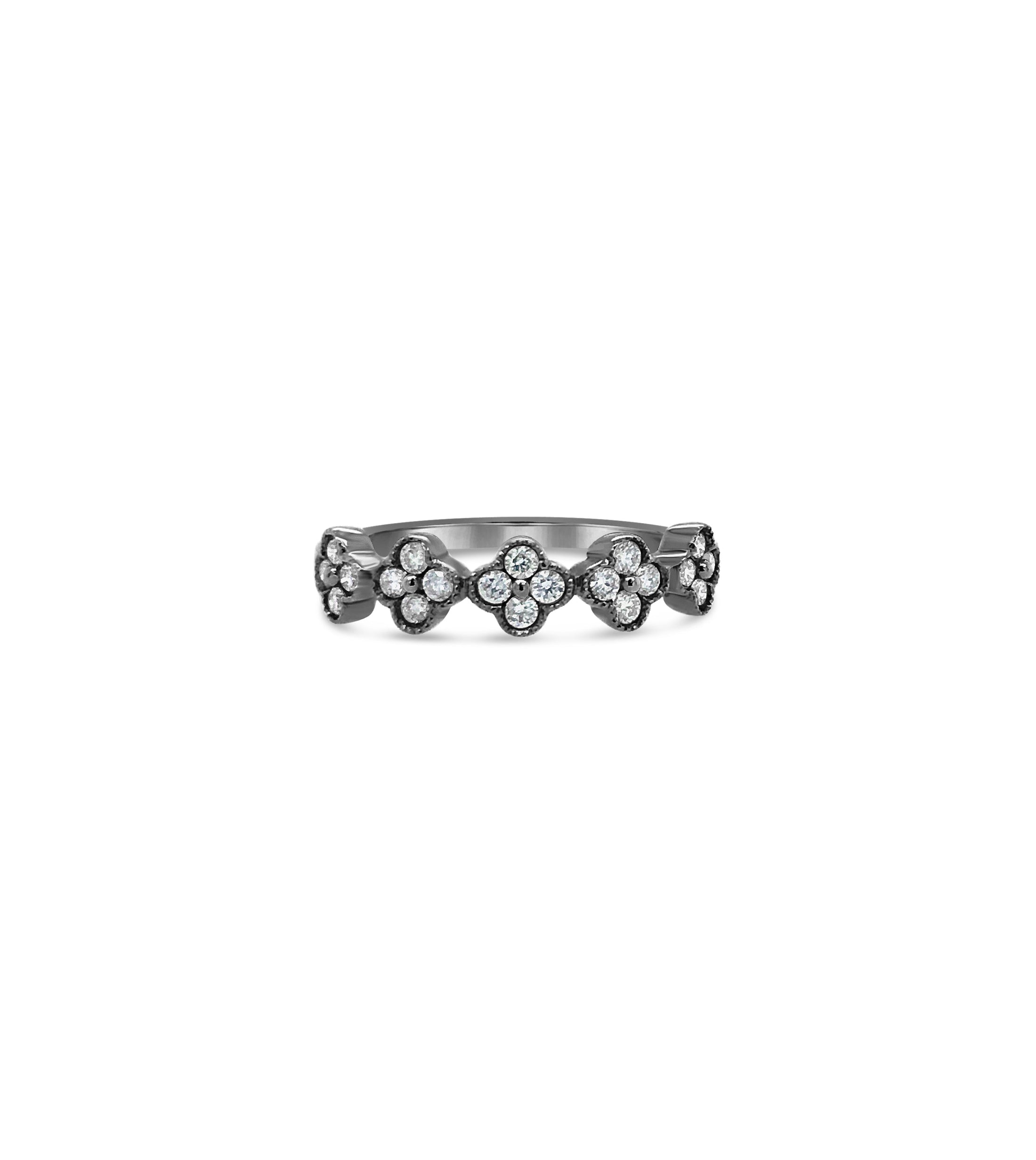 OLIVE & CHAIN Diamond Clover Stackable Band - Yellow Gold, 6.5