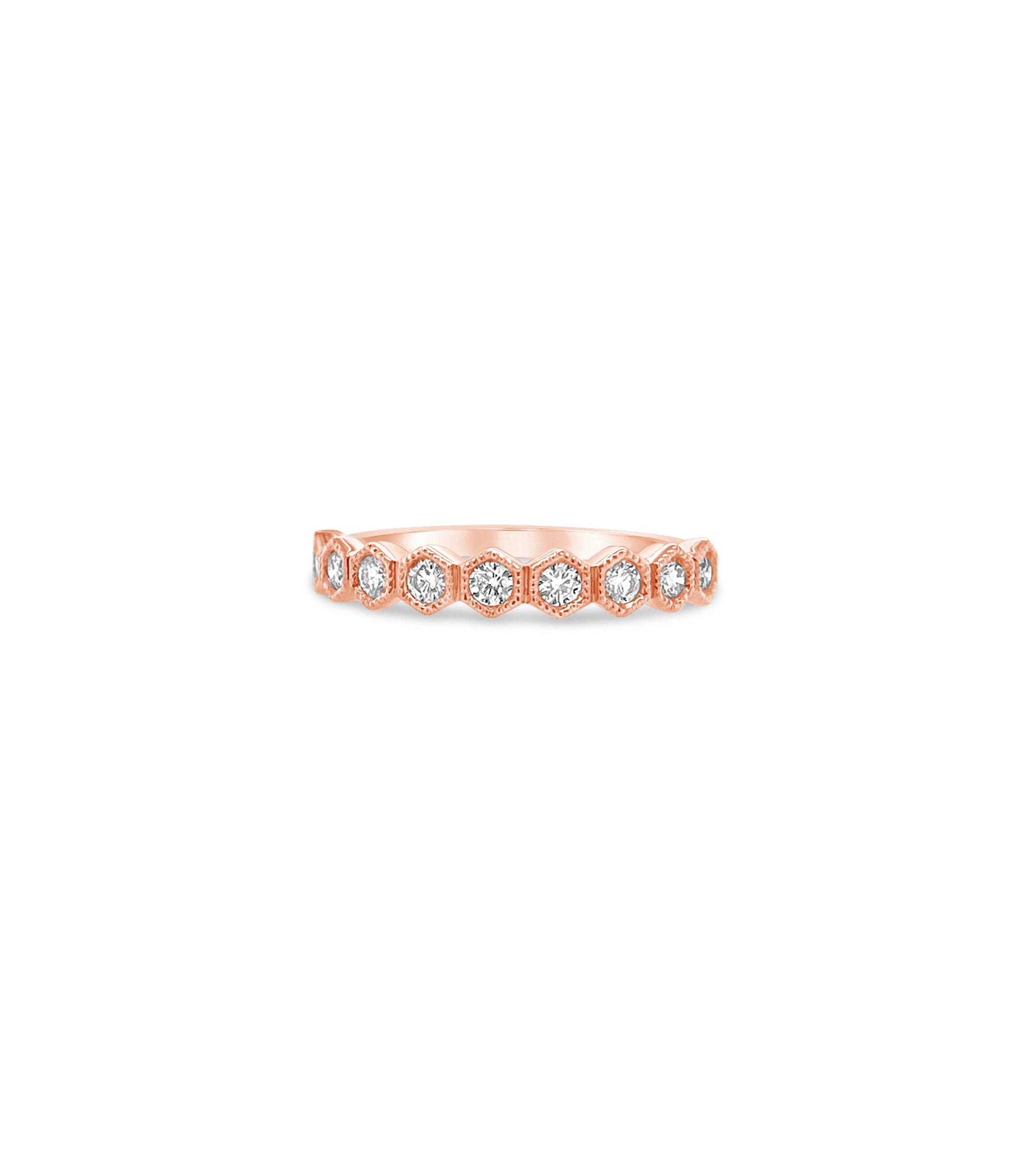 OLIVE & CHAIN Diamond Hexagon Set Band - Yellow Gold, 6.0