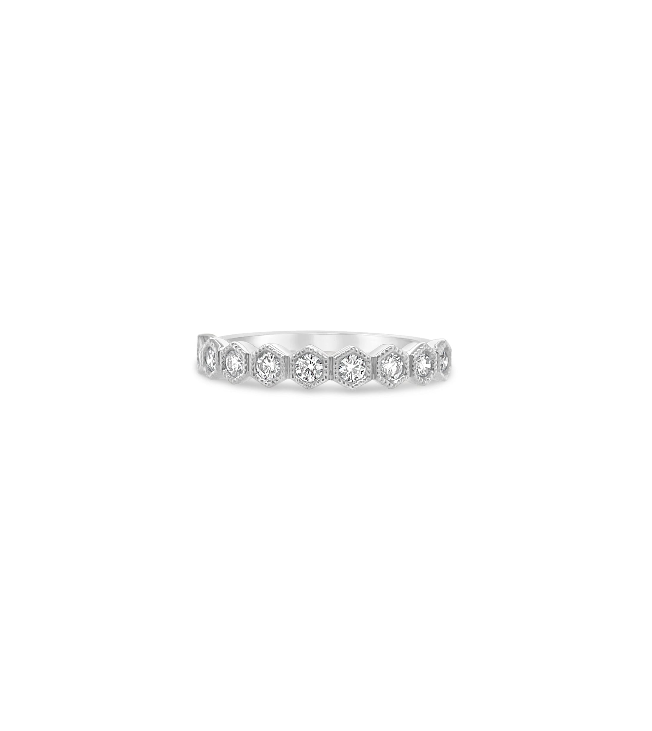 OLIVE & CHAIN Diamond Hexagon Set Band - Yellow Gold, 5.5