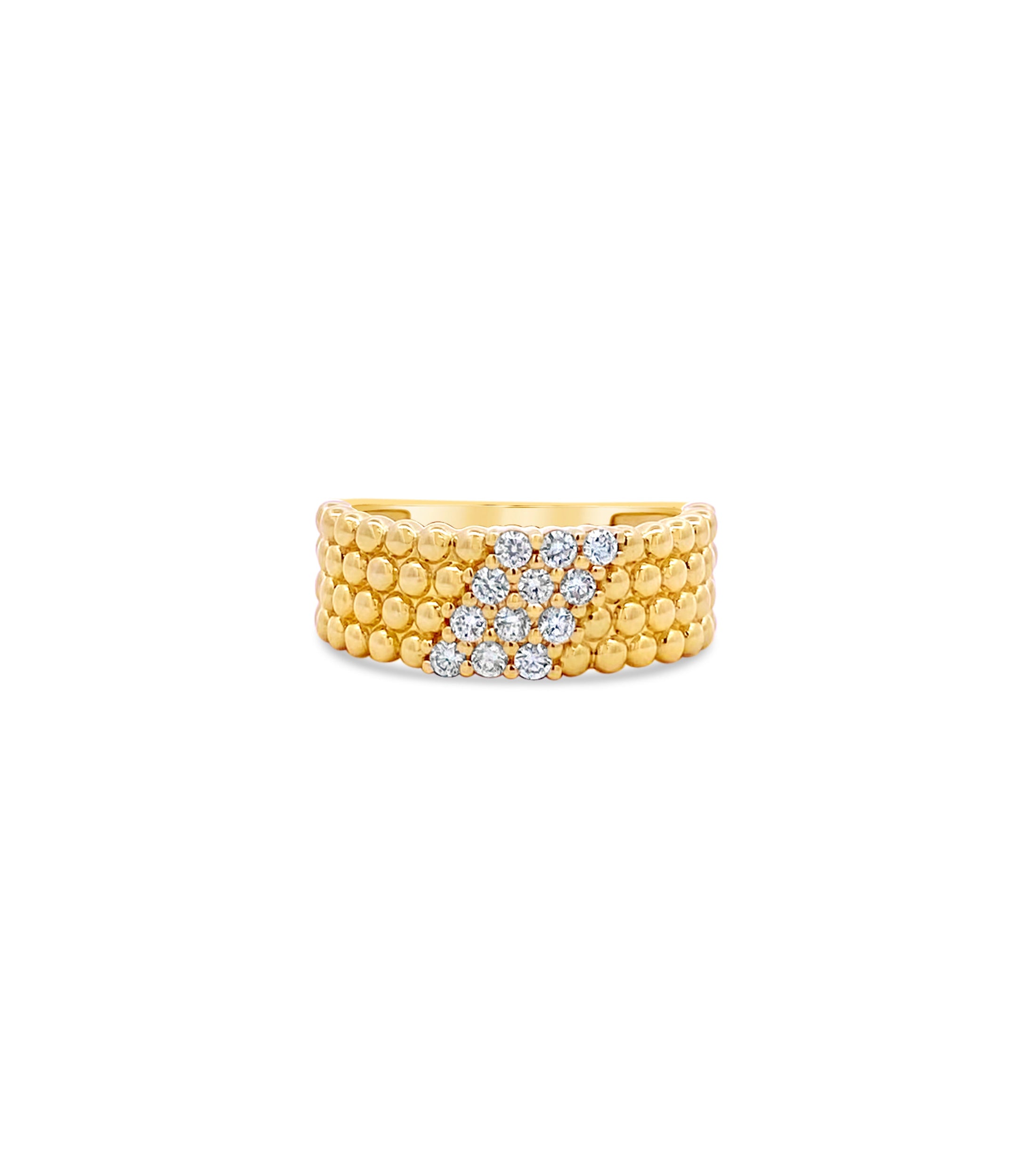 OLIVE & CHAIN Diamond Bead Cluster Ring - Yellow Gold, 5.5