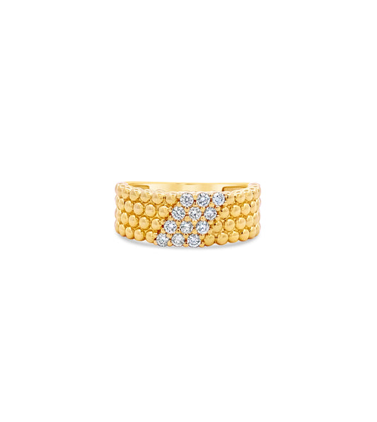 OLIVE & CHAIN Diamond Bead Cluster Ring - Yellow Gold, 5.5