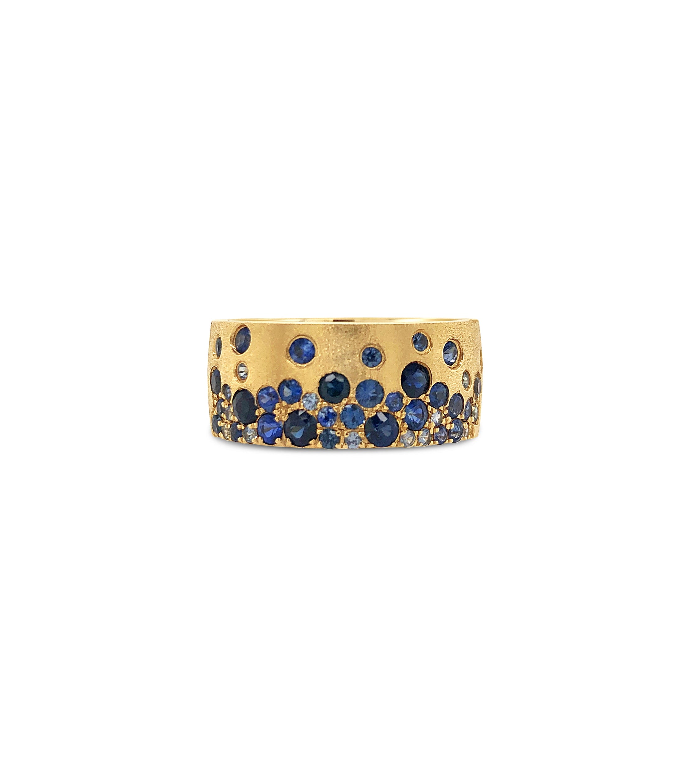 OLIVE & CHAIN Sapphire Celestial Cigar Band - White Gold, 5.5