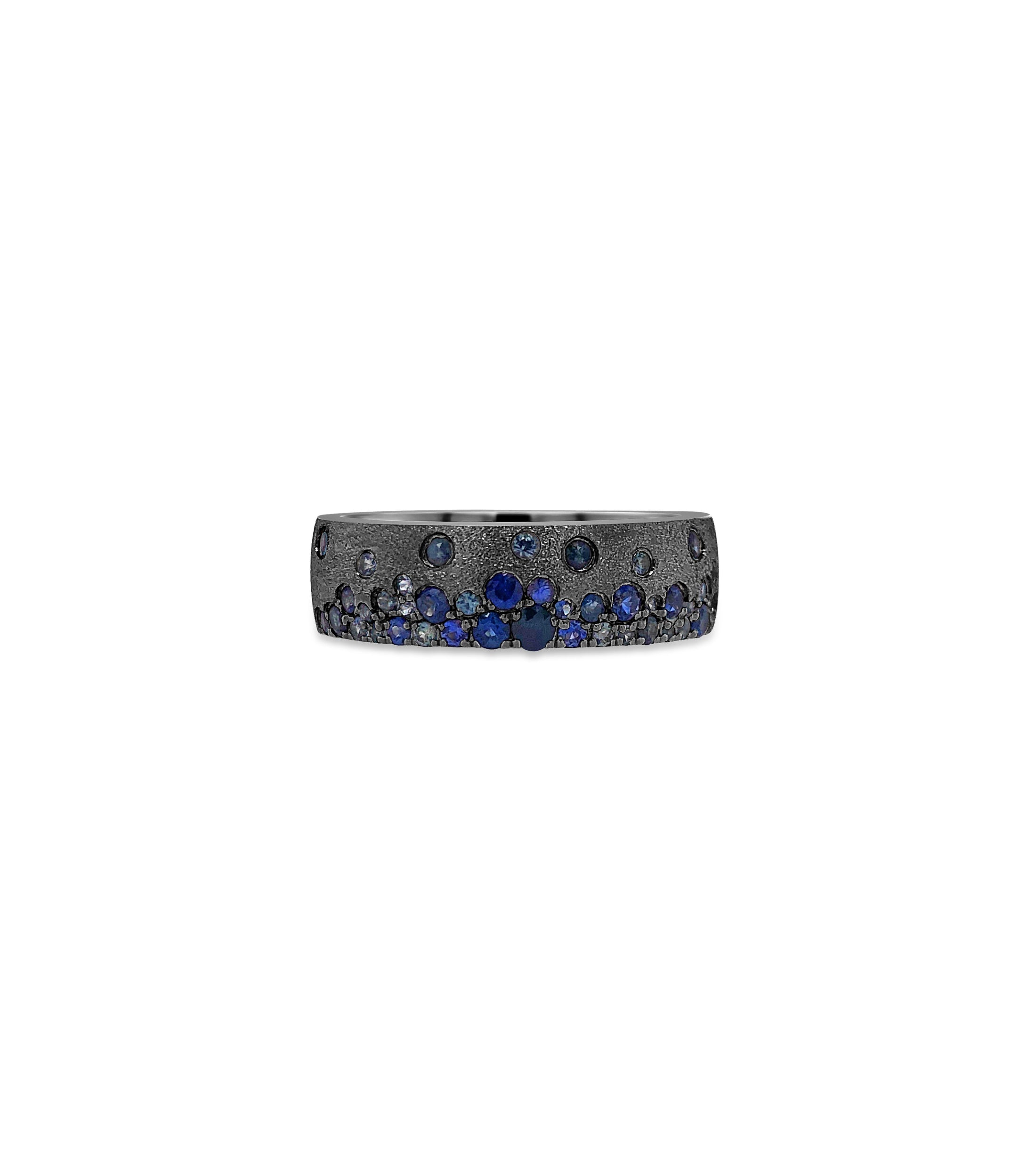 OLIVE & CHAIN Sapphire Celestial Mini Cigar Band - White Gold, 6.5