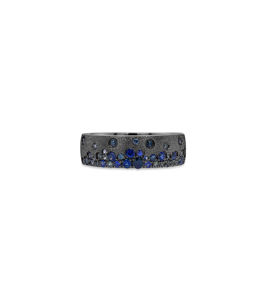 OLIVE & CHAIN Sapphire Celestial Mini Cigar Band - White Gold, 6.5
