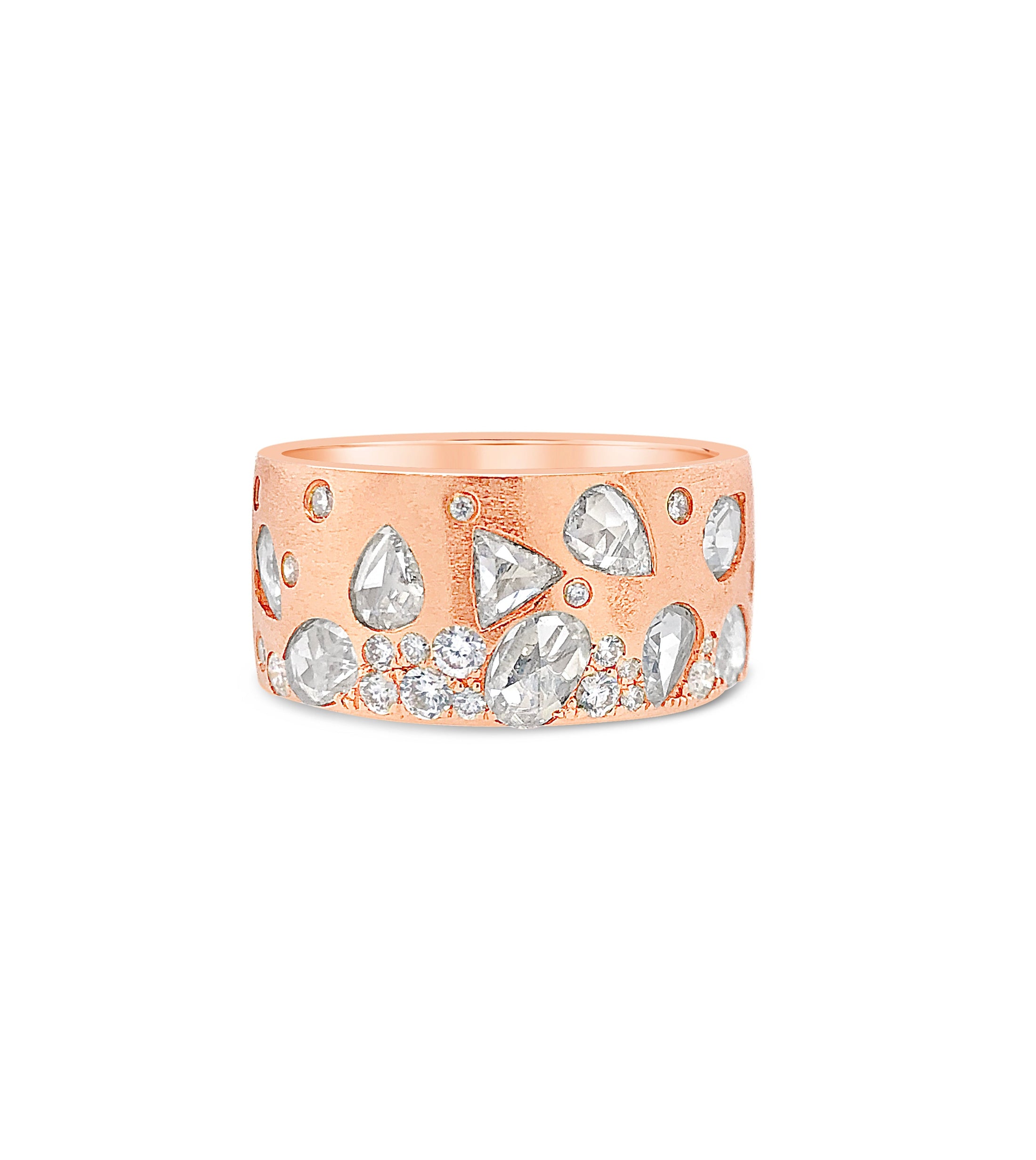 OLIVE & CHAIN Rose Cut Diamond Celestial Band - Yellow Gold, 6.0