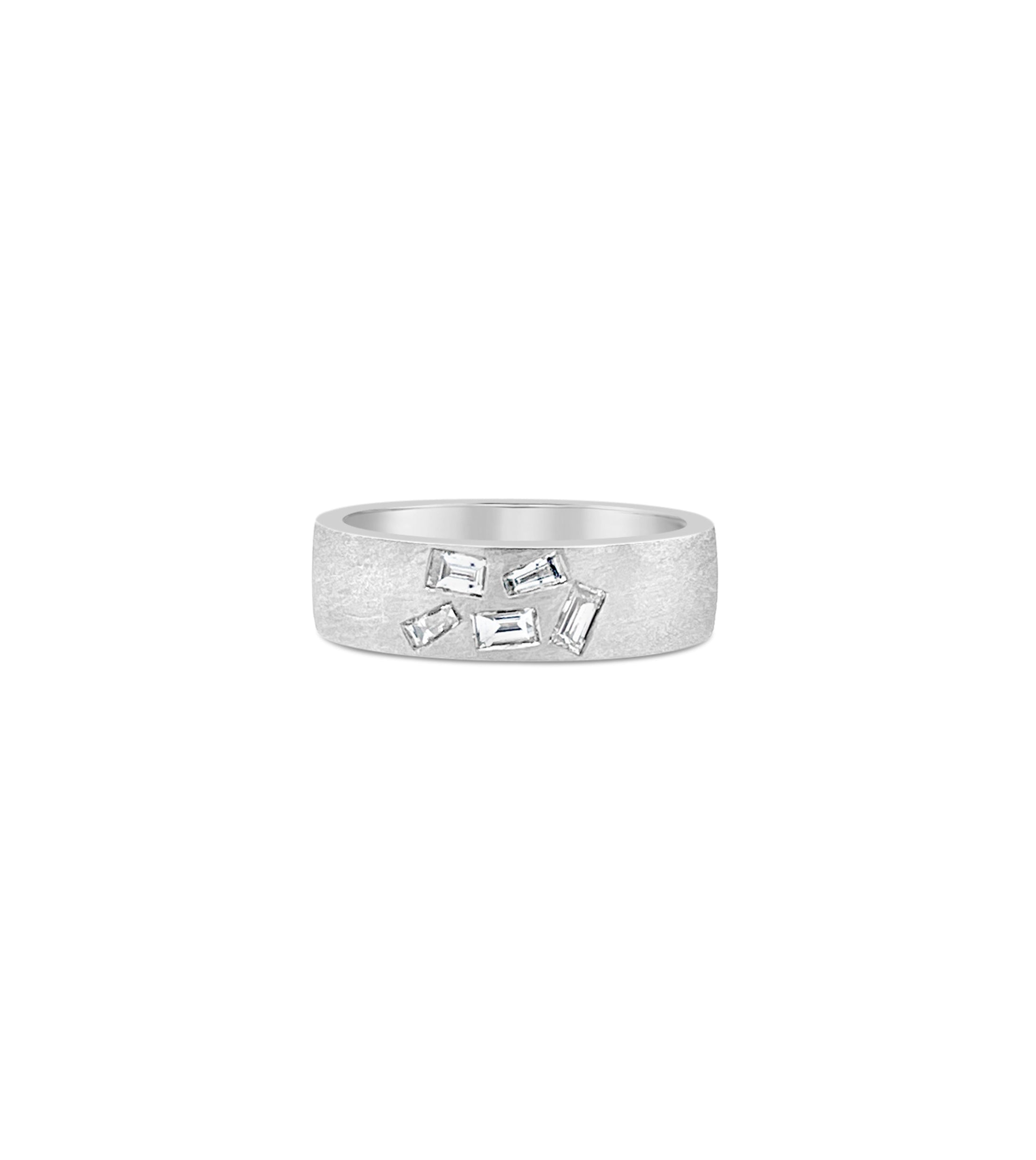 OLIVE & CHAIN Diamond Baguette Cluster Celestial  Cigar Band - Yellow Gold, 5.5
