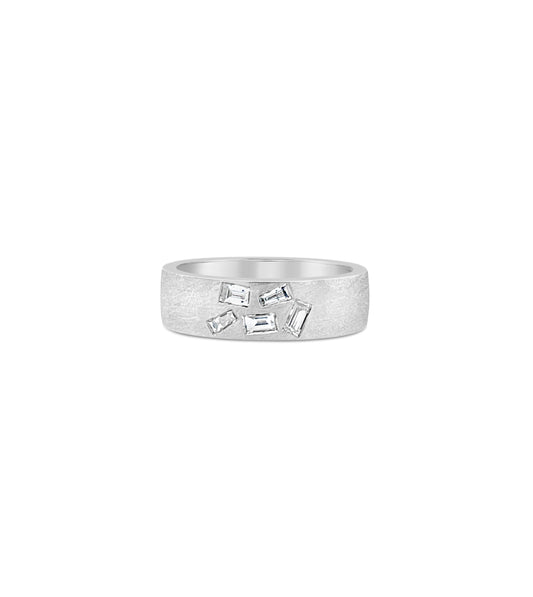 OLIVE & CHAIN Diamond Baguette Cluster Celestial  Cigar Band - Yellow Gold, 5.5