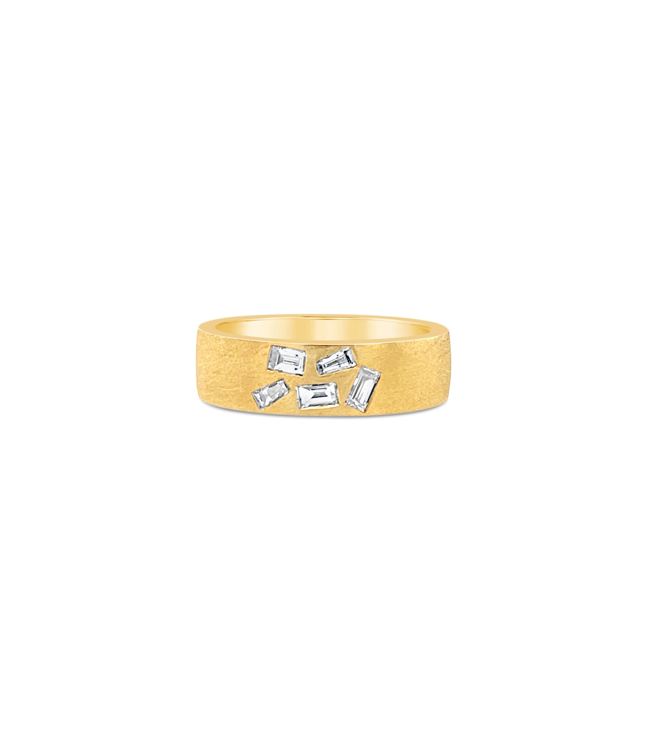 OLIVE & CHAIN Diamond Baguette Cluster Celestial  Cigar Band - Yellow Gold, 5.0
