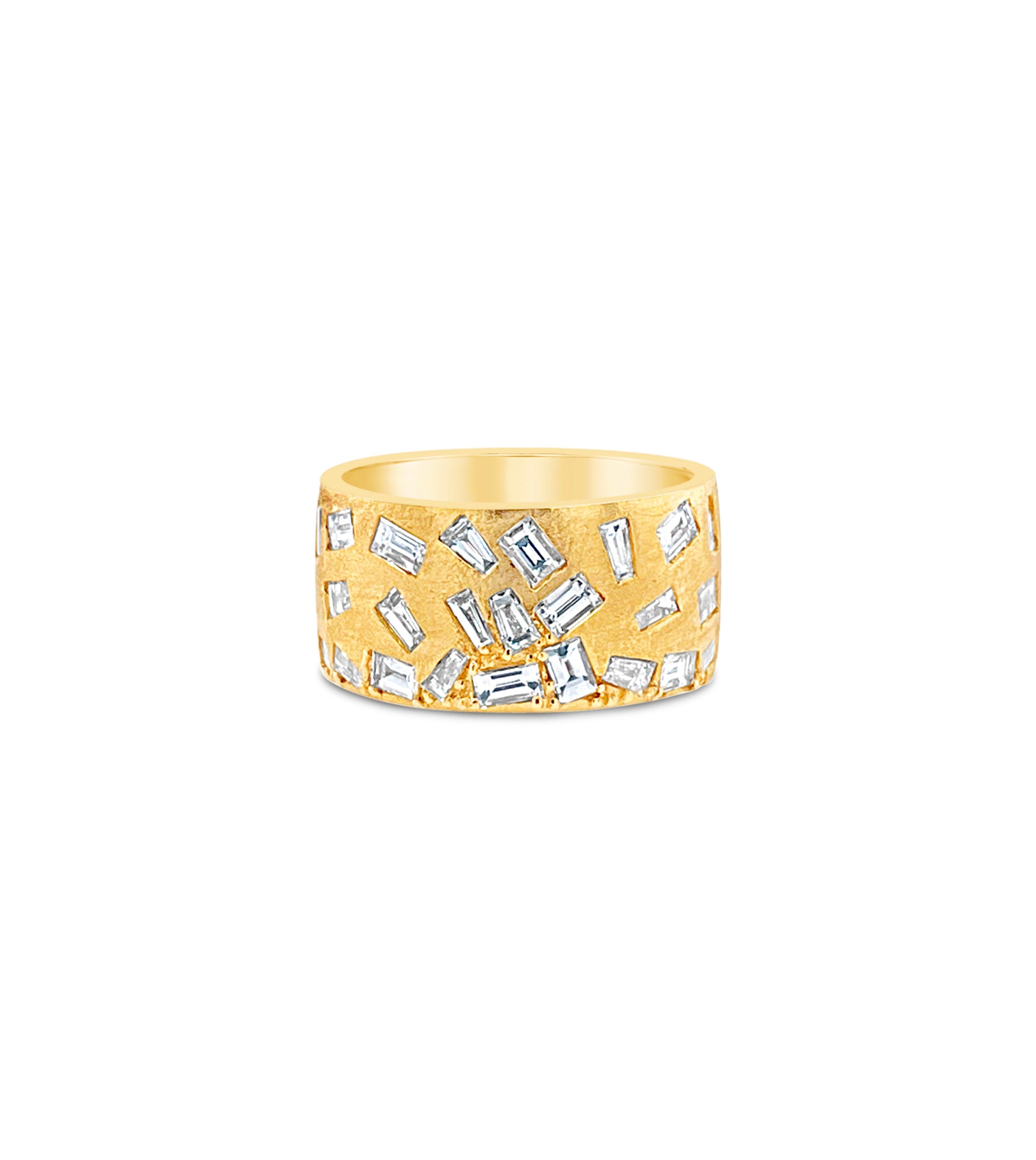 OLIVE & CHAIN Diamond Baguette Celestial Cigar Band - Yellow Gold, 5.0