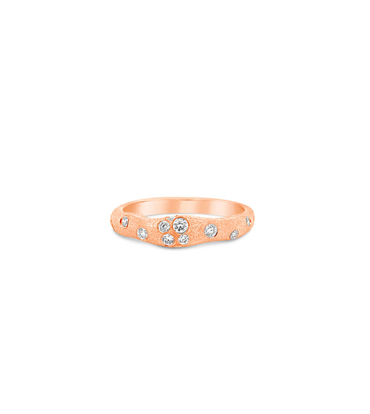 OLIVE & CHAIN Diamond Celestial Petite Artisan Band - Yellow Gold, 6.0
