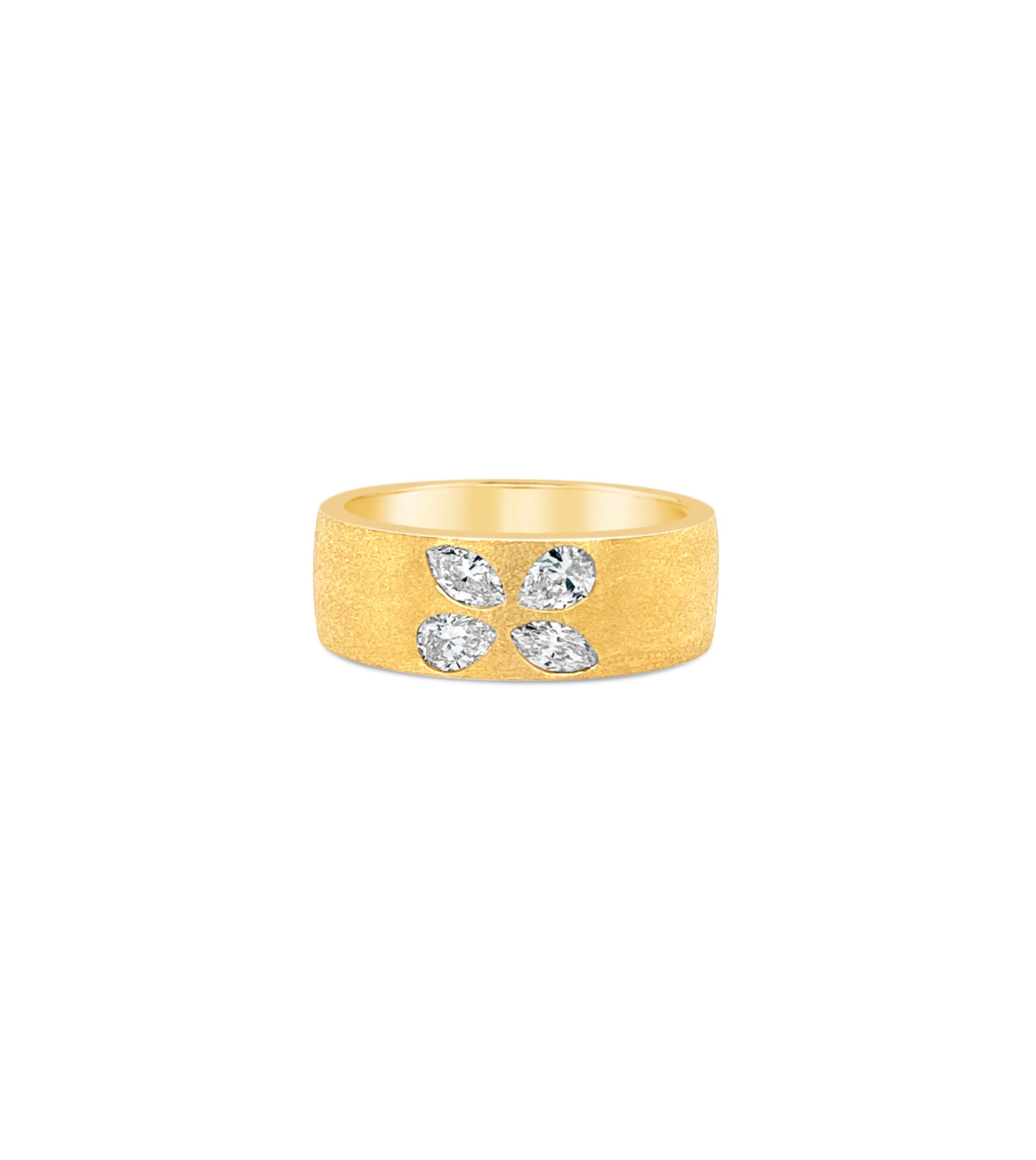 OLIVE & CHAIN Diamond Pear and Marquise Celestial Cigar Band - Yellow Gold, 5.0